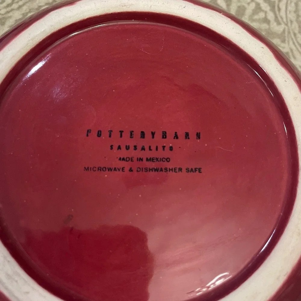 Pottery Barn Sausalito Red Serving Bowl Stoneware 7.5 Inch